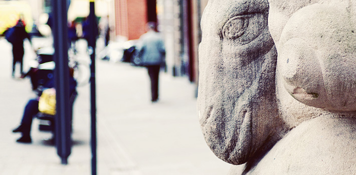 Ram statue in profile